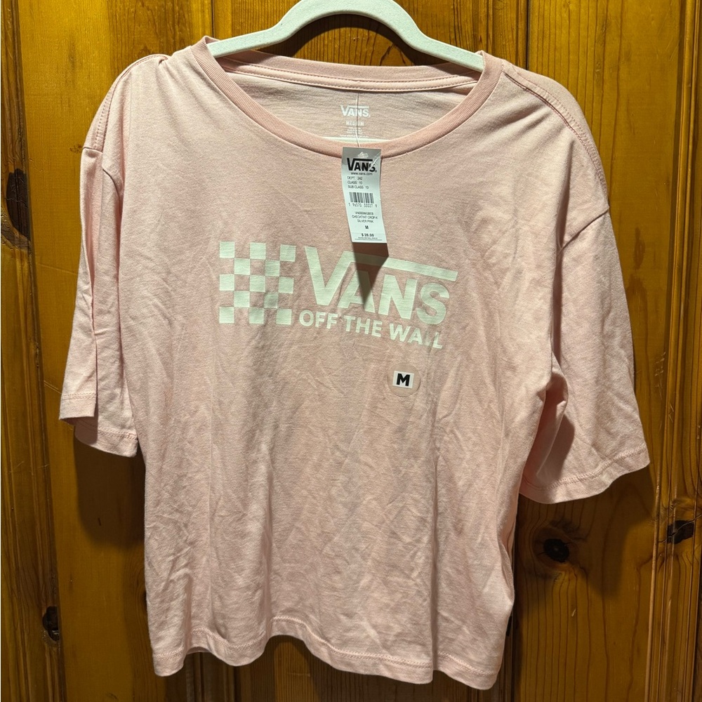 Vans Silver Pink Checkered Crop Tee